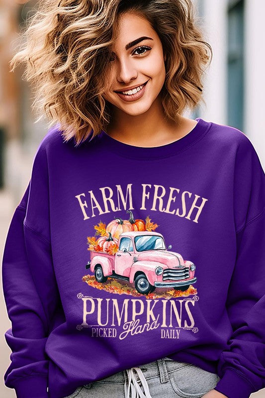 Farm Fresh Pumpkins Truck Fleece Sweatshirts