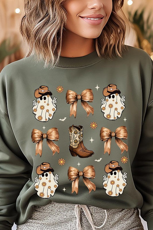 Western Halloween Graphic Fleece Sweatshirts