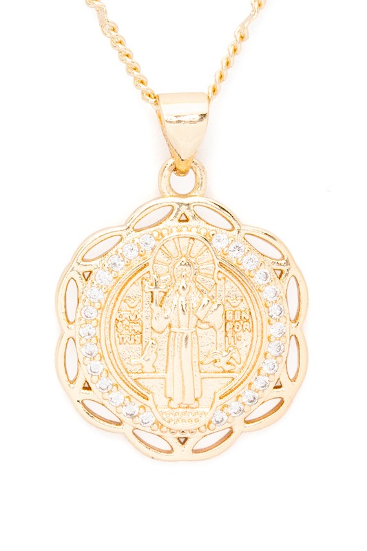 Saint Benedict CZ Pendant Necklace